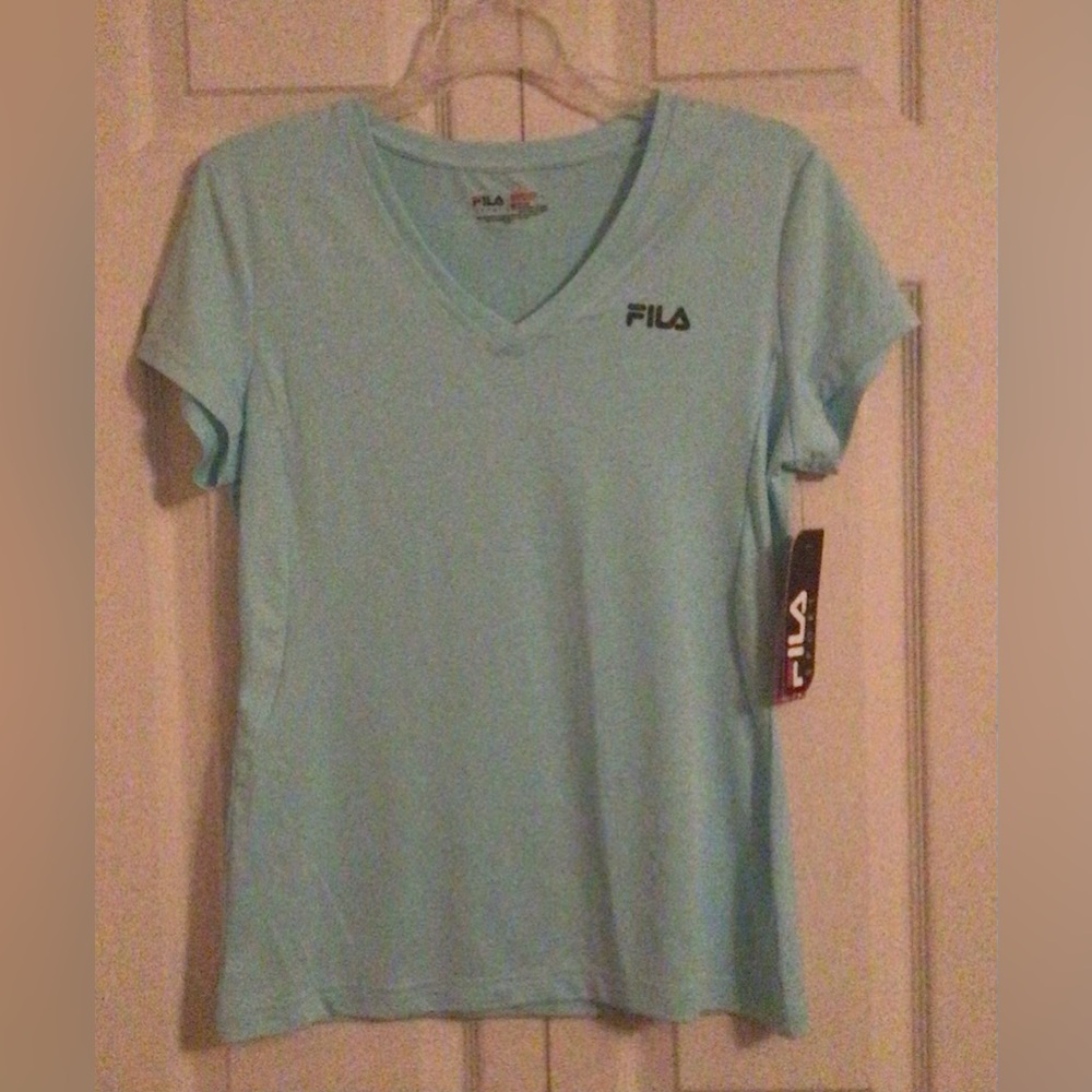 NWT FILA Light Blue Short Sleeve Active Top